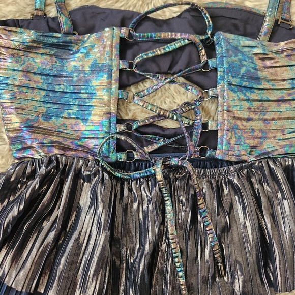 Free People Sabina Musáyev‎ Burnished Metal Pleated Laminate Dark Silver Set XL - Picture 8 of 16